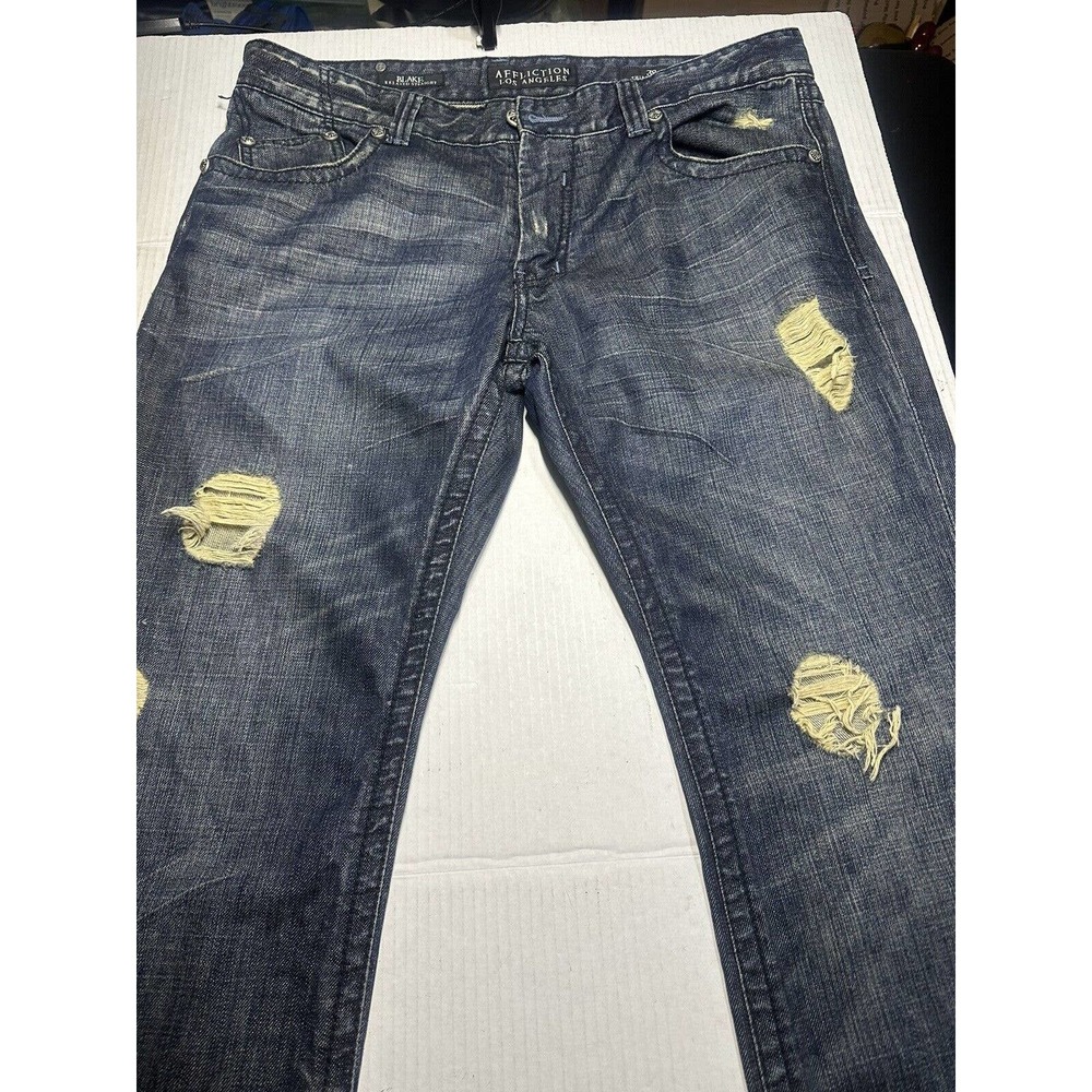 Affliction Black Label Premium Jeans Mens Size 38 Renegade‎ Wash Distressed EUC